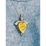 Between Worlds - Heart Locket with Dagger Ruby Silver 925